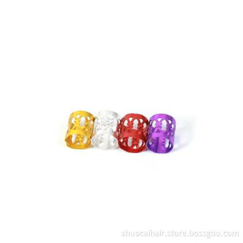 High Quality Colorful Metal Cuff Hair Beads For Synthetic Crochet Braids Hair Extension Accessories 100pieces/pack 10*10mm/pc